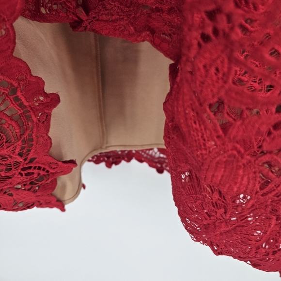 Adelyn Rae Red Lace Mod Illusion Midi Dress Womens Size Large New - Picture 12 of 14